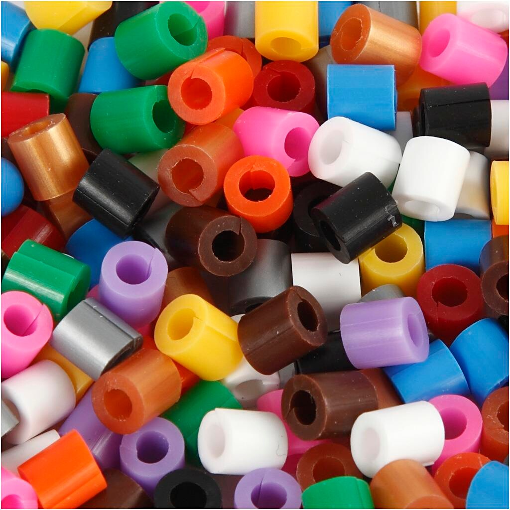 Rørperler med split, str. 5x5 mm, hulstr. 2,5 mm, standardfarver, medium, 1100ass.