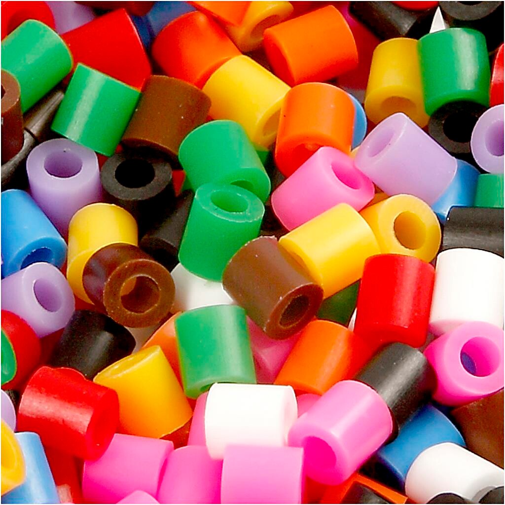 Rørperler størrelse 5 x 5 mm - hulstr. 2,5 mm - standardfarver - 6000 assorteret
