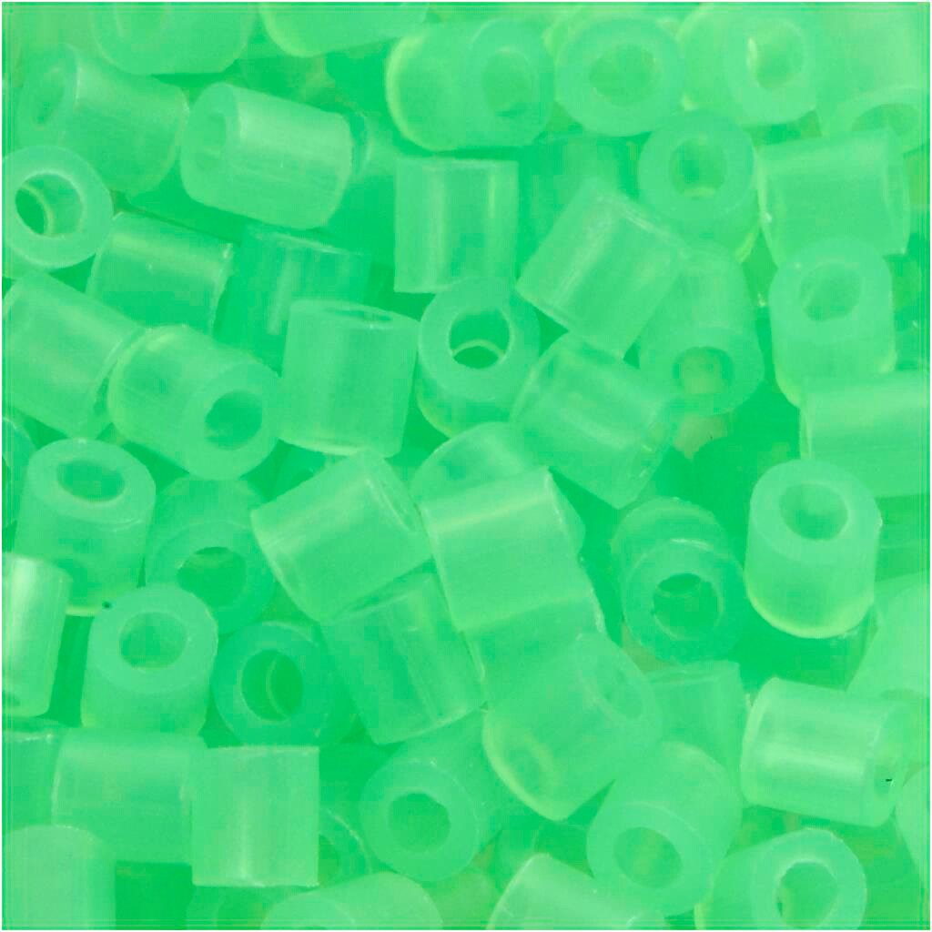 Rørperler størrelse medium 5 x 5 mm - hulstr. 2,5 mm - grøn neon (25) - 1100 stk.