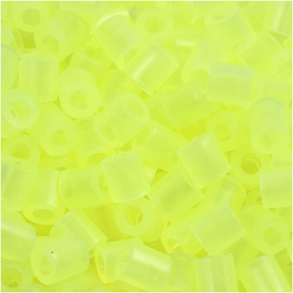 Rørperler størrelse medium 5 x 5 mm - hulstr. 2,5 mm - gul neon (28) - 1100 stk.