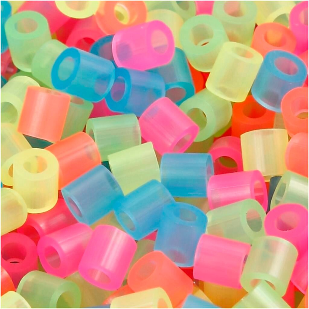Rørperler størrelse medium 5 x 5 mm - hulstr. 2,5 mm - neonfarver - 6000 assorteret