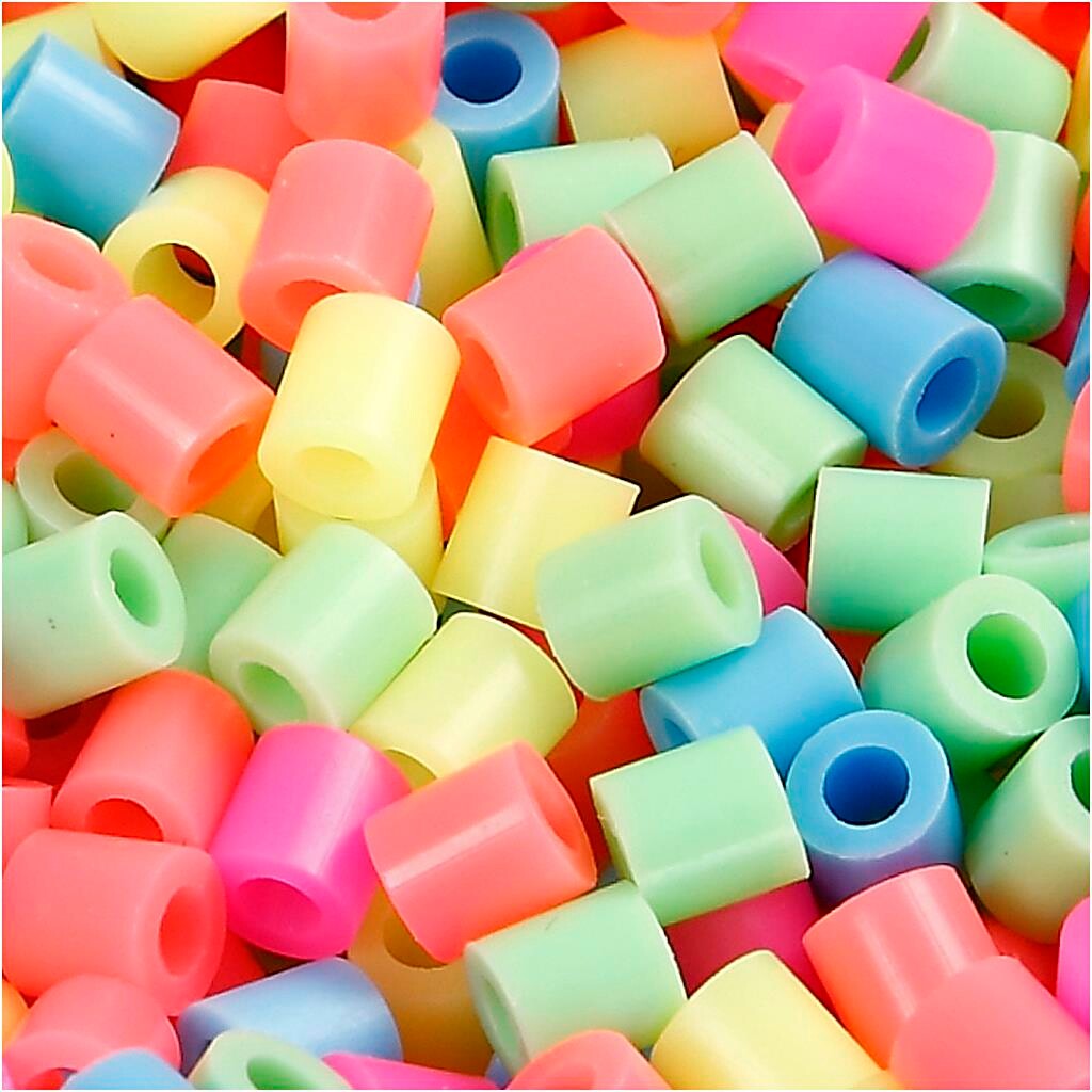 Rørperler størrelse medium 5 x 5 mm - hulstr. 2,5 mm - pastelfarver - 6000 assorteret