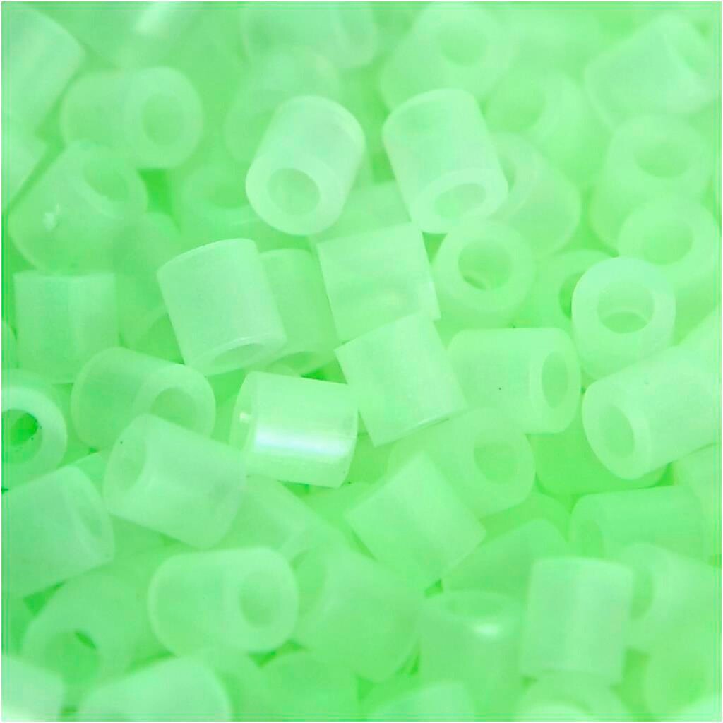 Rørperler størrelse medium 5 x 5 mm - hulstr. 2,5 mm - selvlysende - 1100 stk.