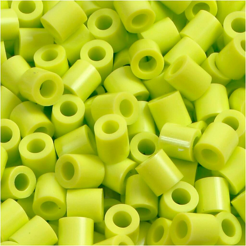 Rørperler str. 5 x 5 mm - hulstørrelse 2,5 mm - lime (9) medium - 1100 stk.