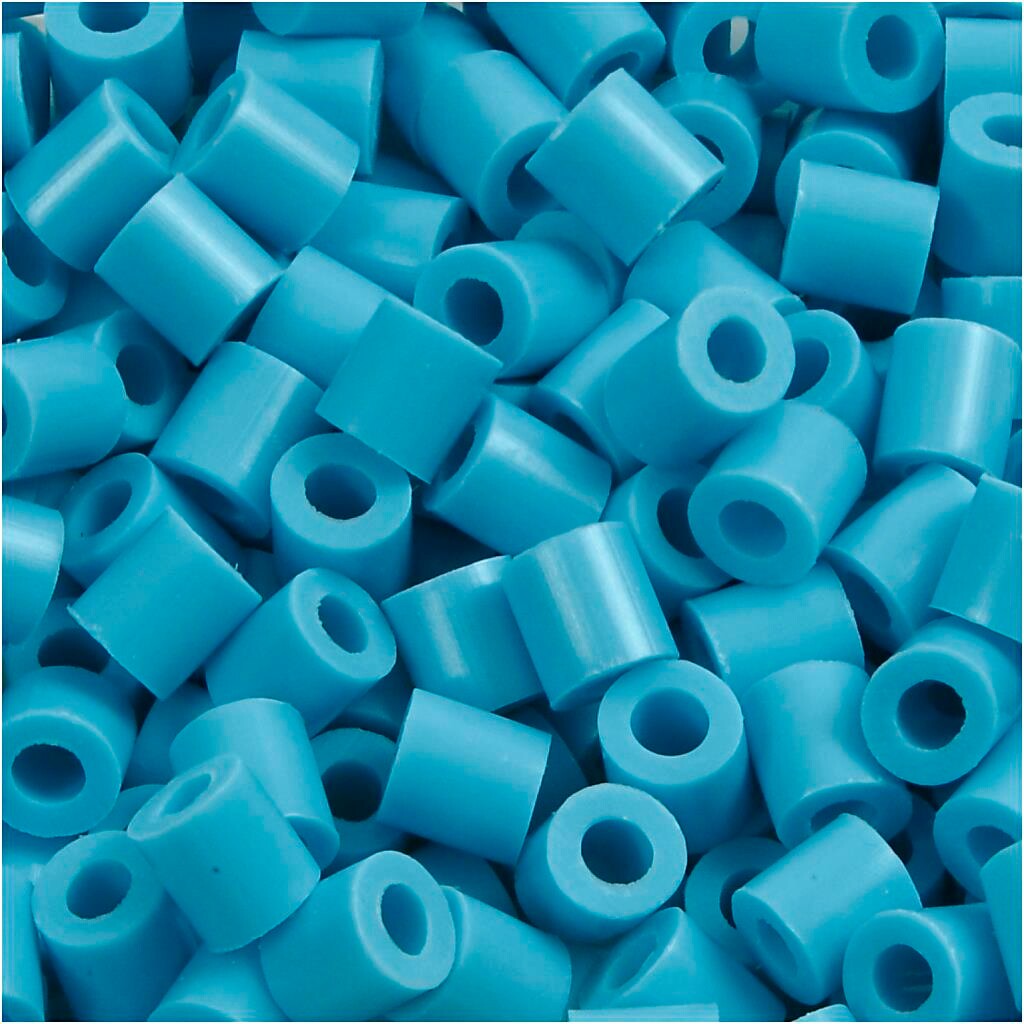 Rørperler str. 5 x 5 mm - hulstørrelse 2,5 mm - turkis (10) medium - 1100 stk.