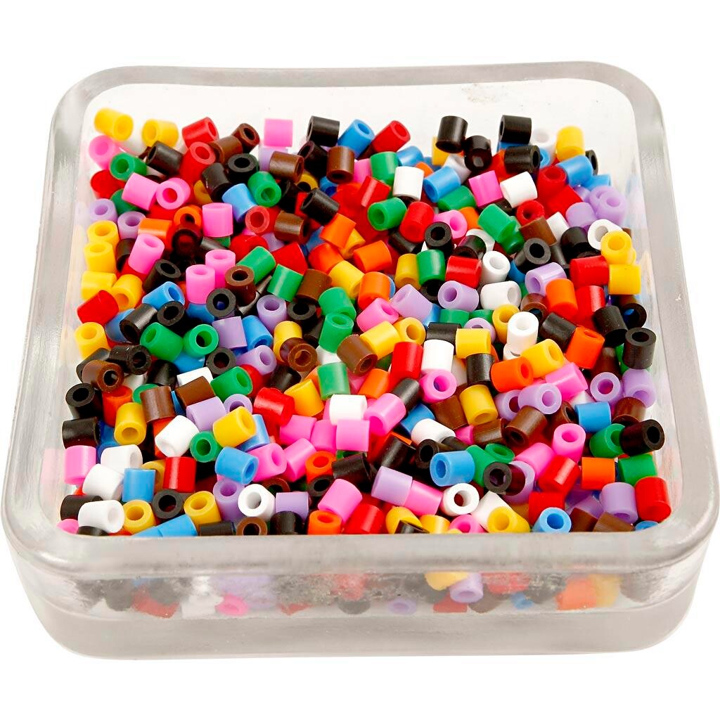 Rørperler, str. 5x5 mm, hulstr. 2,5 mm, medium, standardfarver, 30000 stk./ 1 pk.