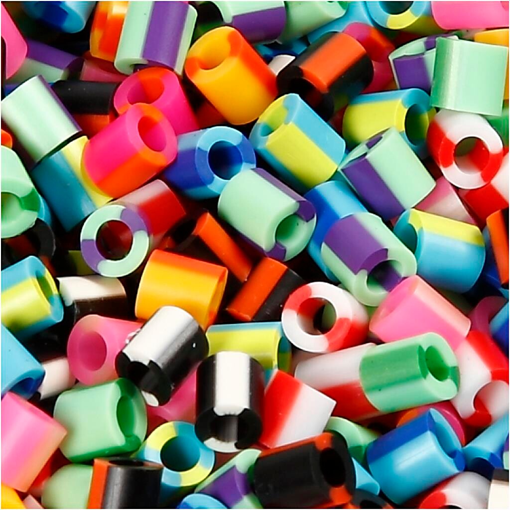 Rørperler, str. 5x5 mm, hulstr. 2,5 mm, stribet, medium, 1100ass.
