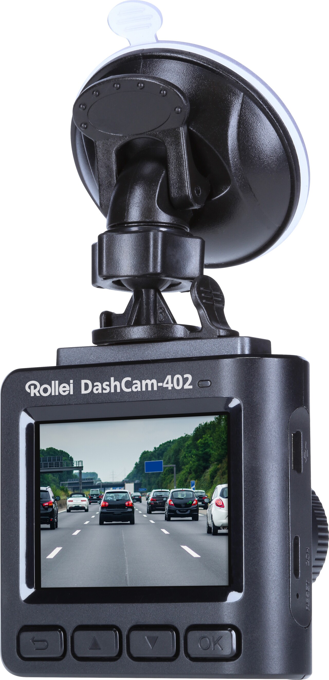 Bilkamera med GPS - Rollei DashCam-402 - sugekop beslag