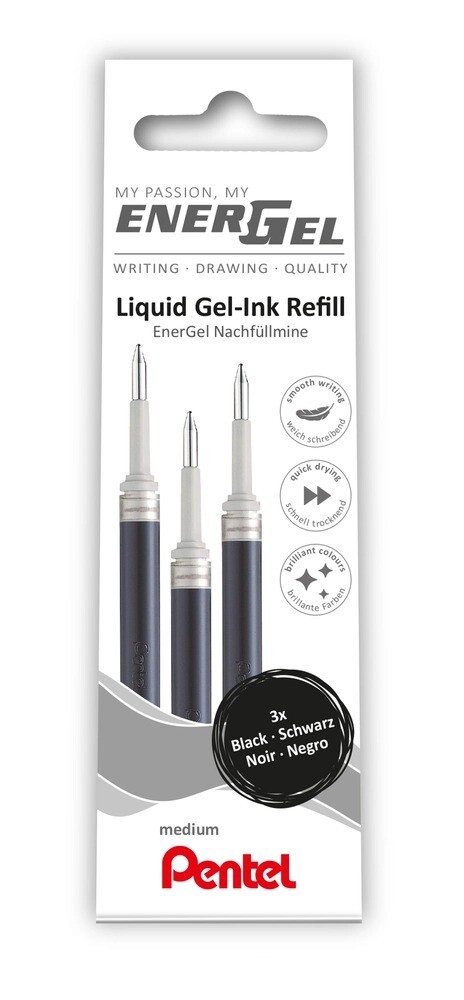 Rollerpen Pentel Energel sort 3-pack LRN7-3A - 12 stk