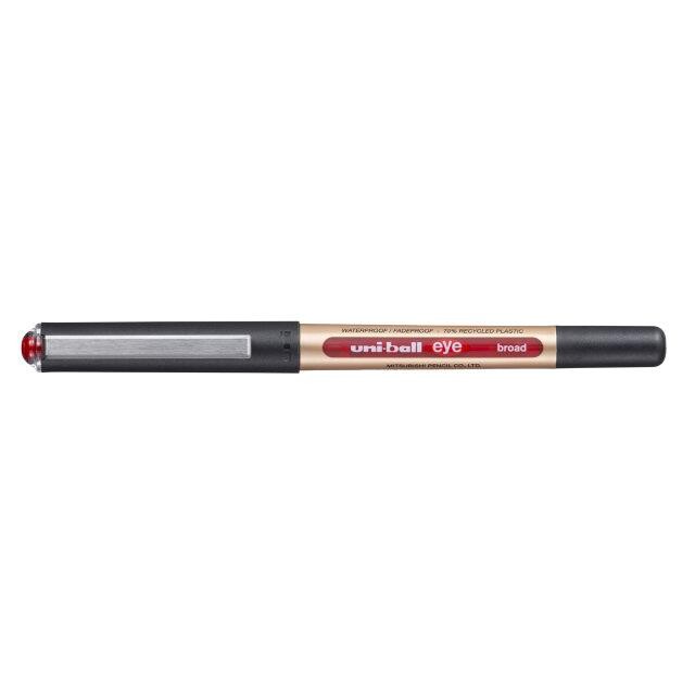 Rollerpen Uni-ball Eye Broad rød stregbr. 1mm 70% genbrugsplast - 12 stk