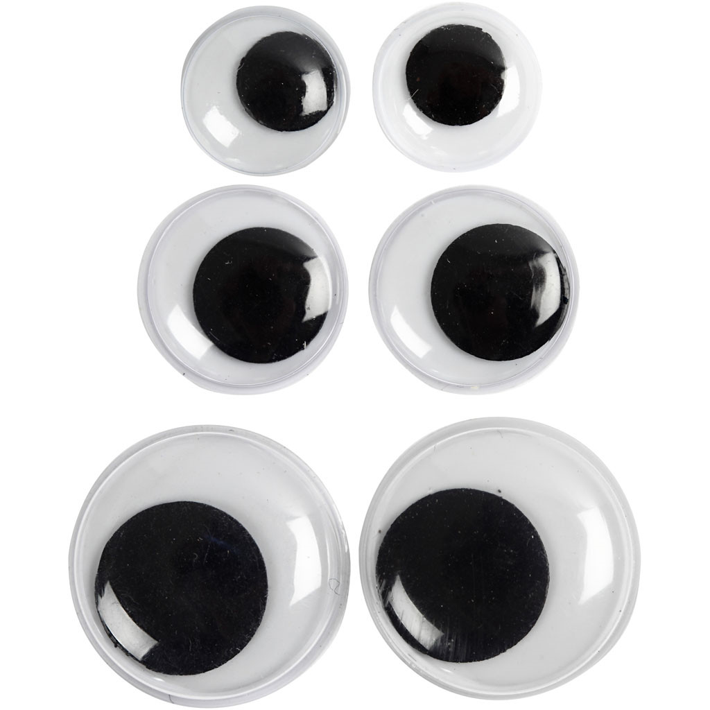 Rulleøjne diameter 12+14+20 mm uden klæb - 18 assorteret stk.