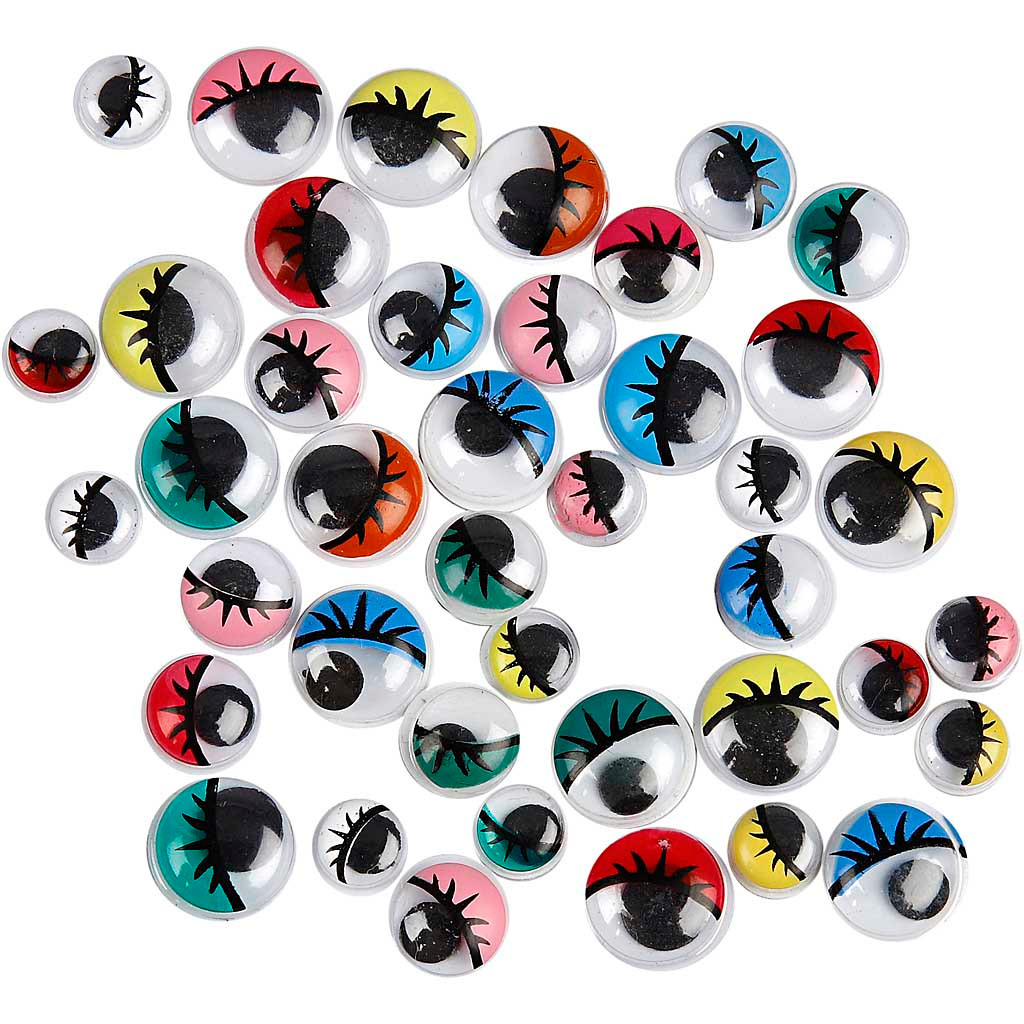 Rulleøjne diameter 8-12 mm uden klæb - 300 assorteret