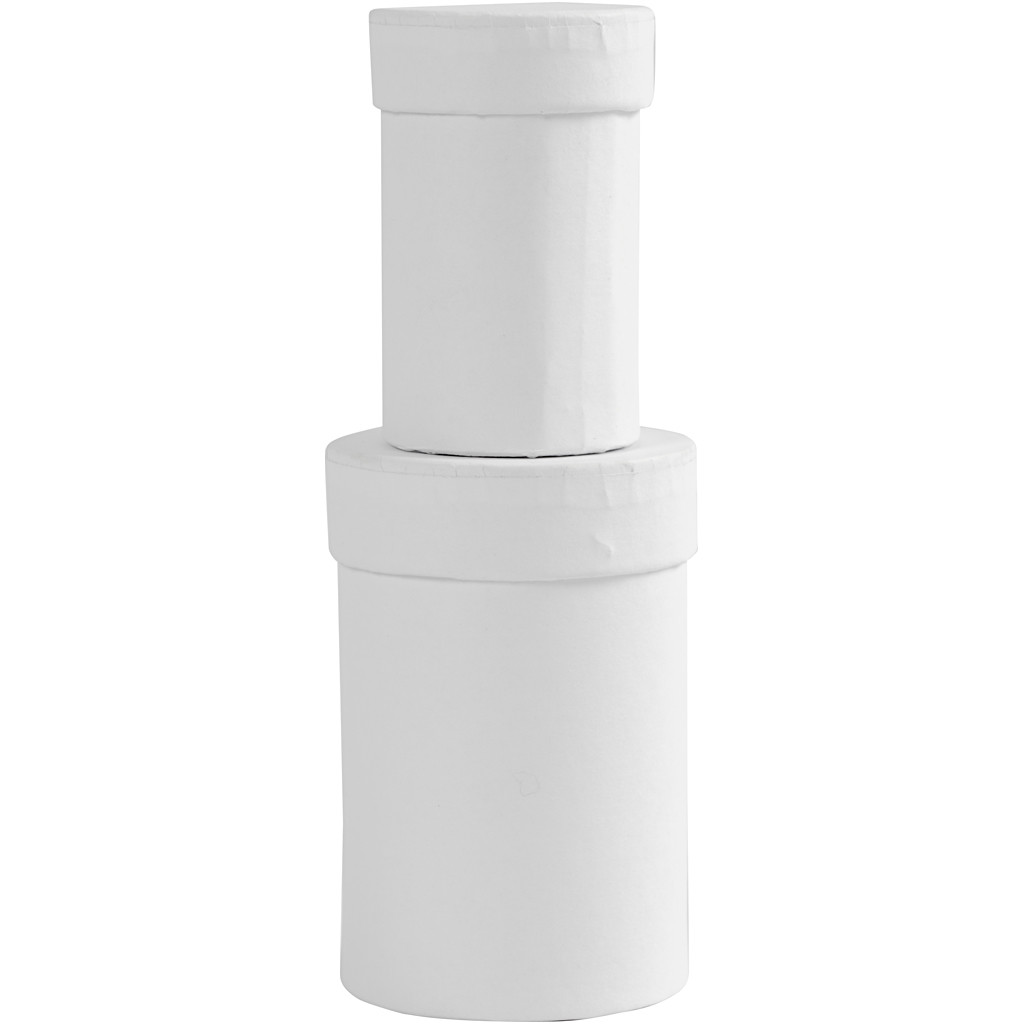 Runde æsker - hvid - 4,5 & 6 cm - 7 & 9 cm højde - 2 stk