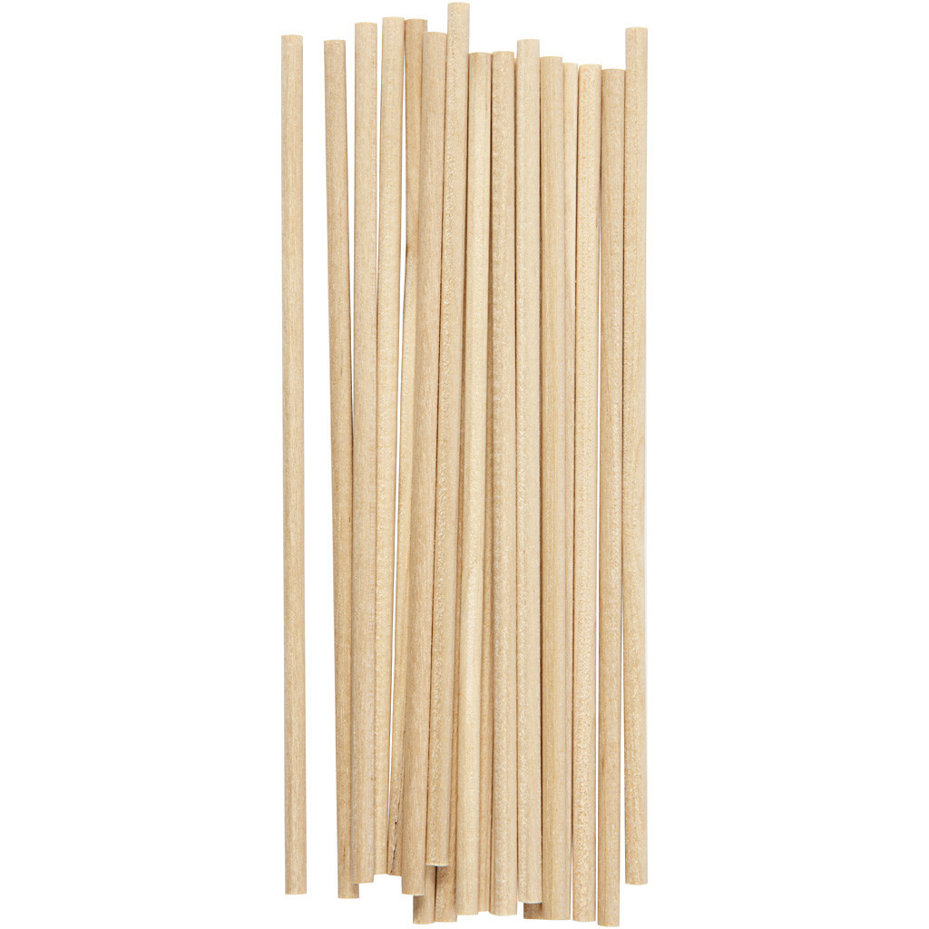 Rundstok, L: 15 cm, diam. 4 mm, birk, 20stk.