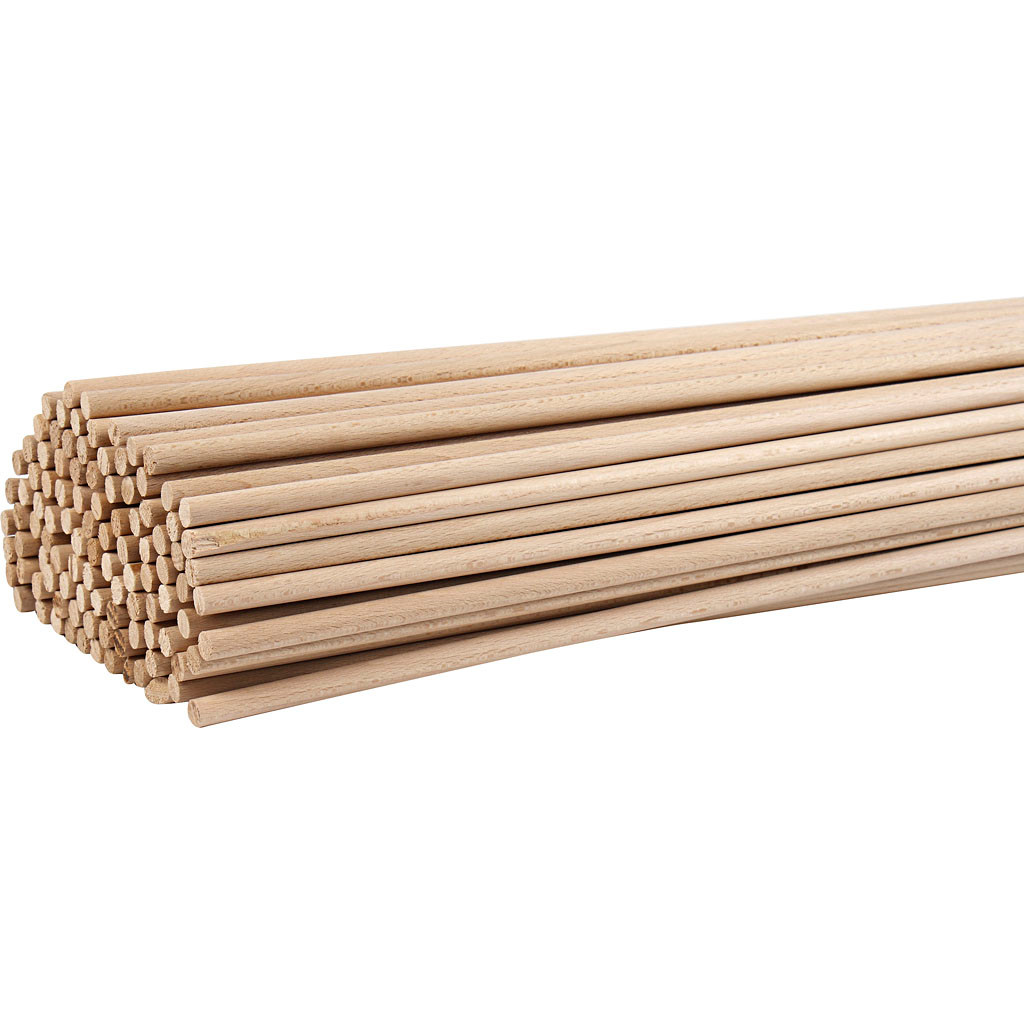 Rundstokke - Bøg - 60 cm x Ø8 mm - 10 stk.