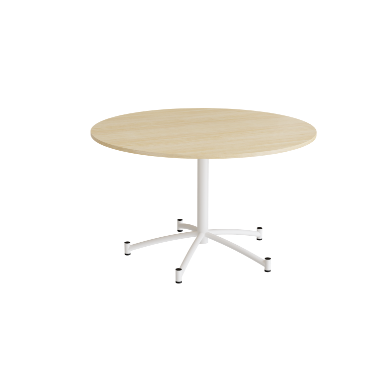 Rundt bord Zam Ø1200 mm, birk laminat på hvidt stel
