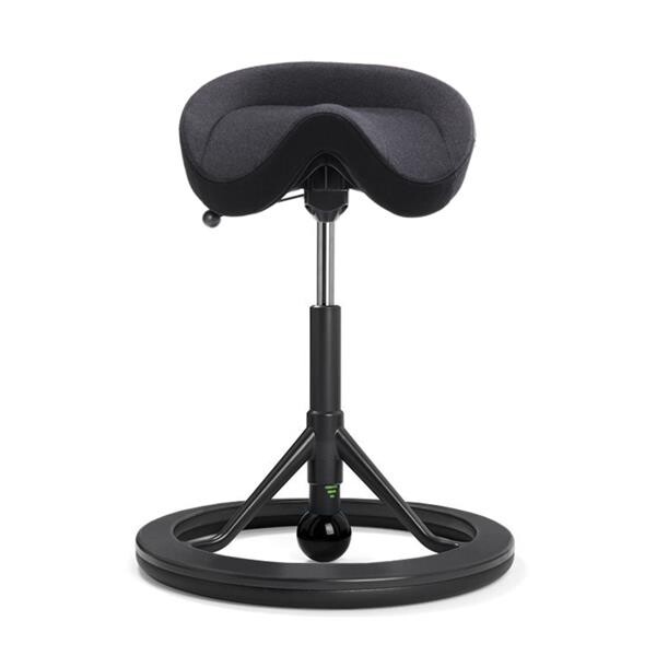 Sadelstol BackApp Smart Nordic Wool sort, sort understel med sort kugle