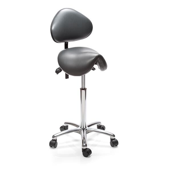 Sadelstol med ryglæn, Höganäs Polo S Sort Illusion, 49–68 cm