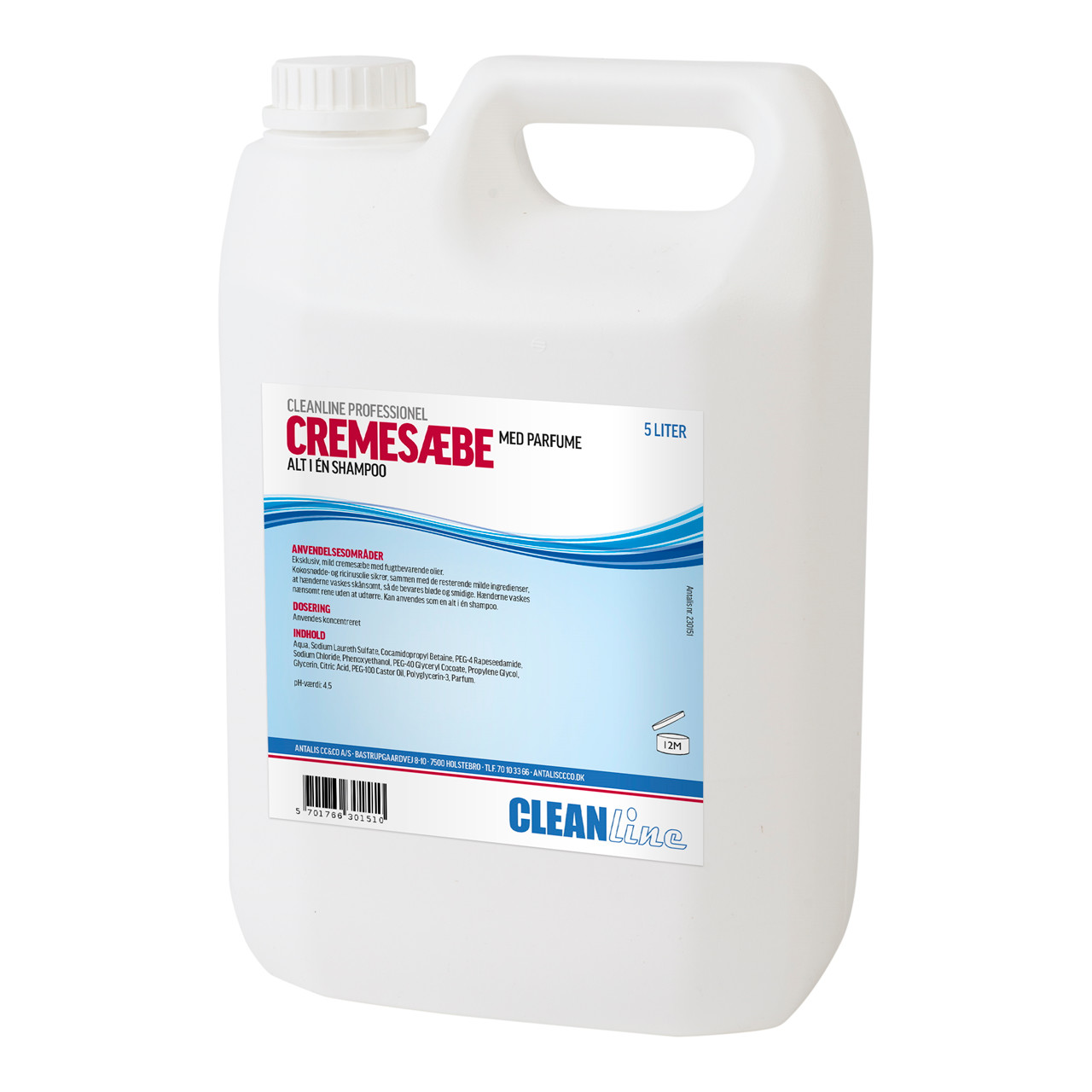 Cleanline Cremesæbe med parfume - 5 liter