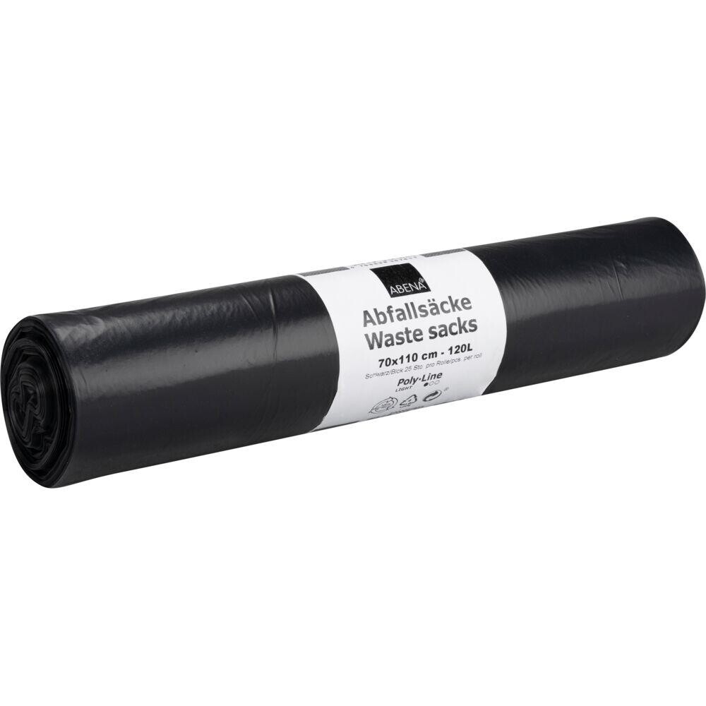 Sæk 120 L - ABENA Poly-Line - Sort LDPE - 10 ruller