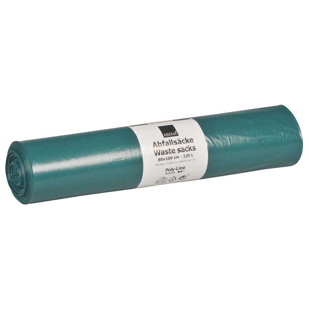 Sække - Poly-Line LDPE 125L 48my - Blå - 80x100cm - 25 stk/rulle - 240 ruller