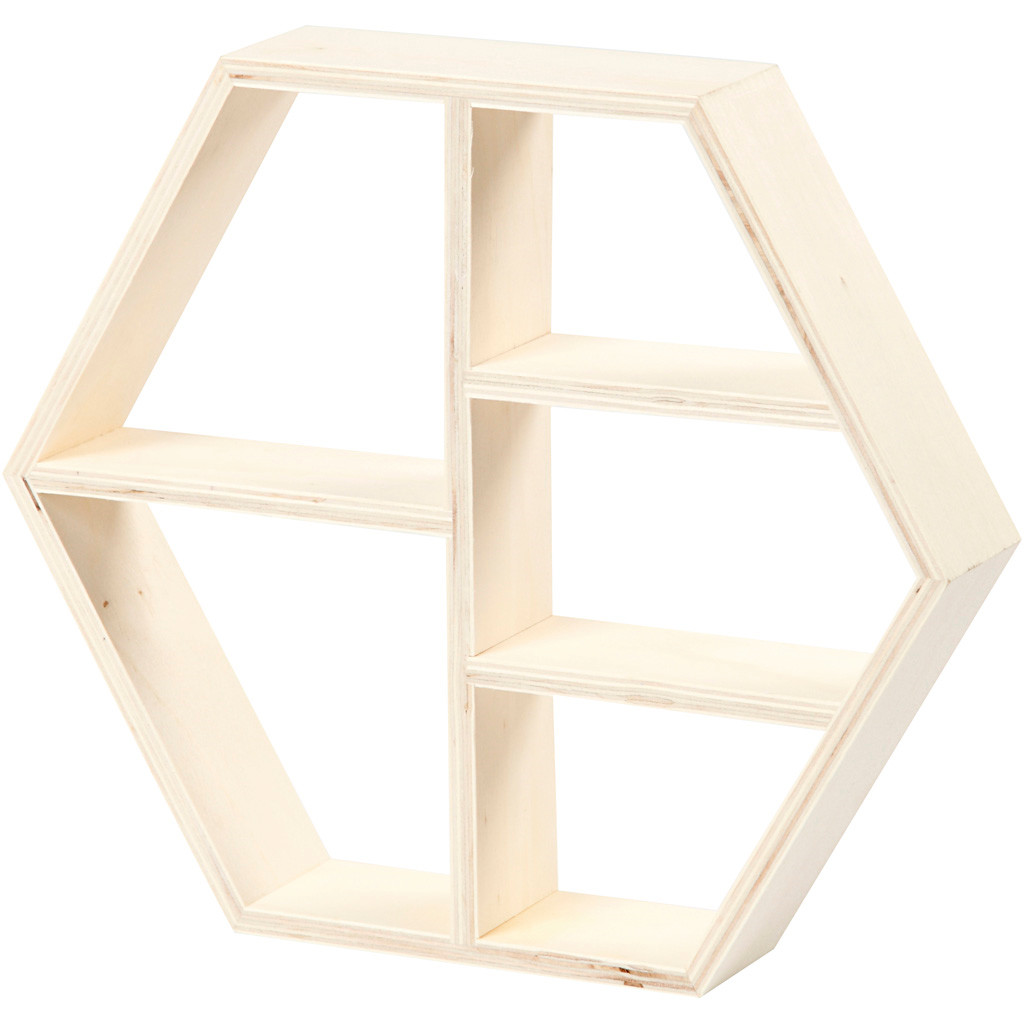 Sættekasse hexagon højde 25 cm bredde 28,5 cm krydsfiner | dybde 5 cm