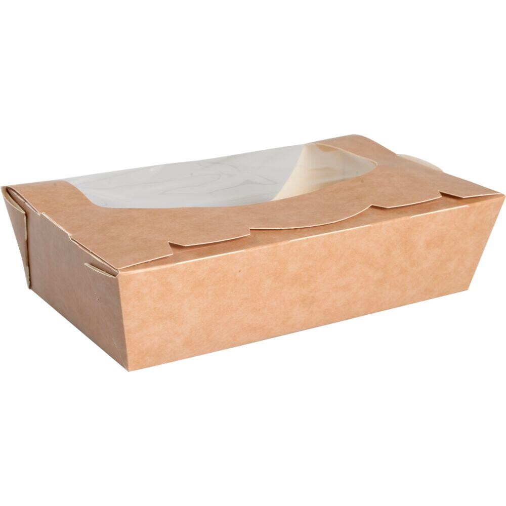 Salatboks, 18x10x5cm, 1000 ml, brun, cellulose, large - 200 stk