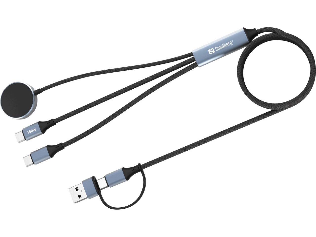Oplader - Sandberg - 3in1 Travel Charge Cable - USB-C - 100W - Grå