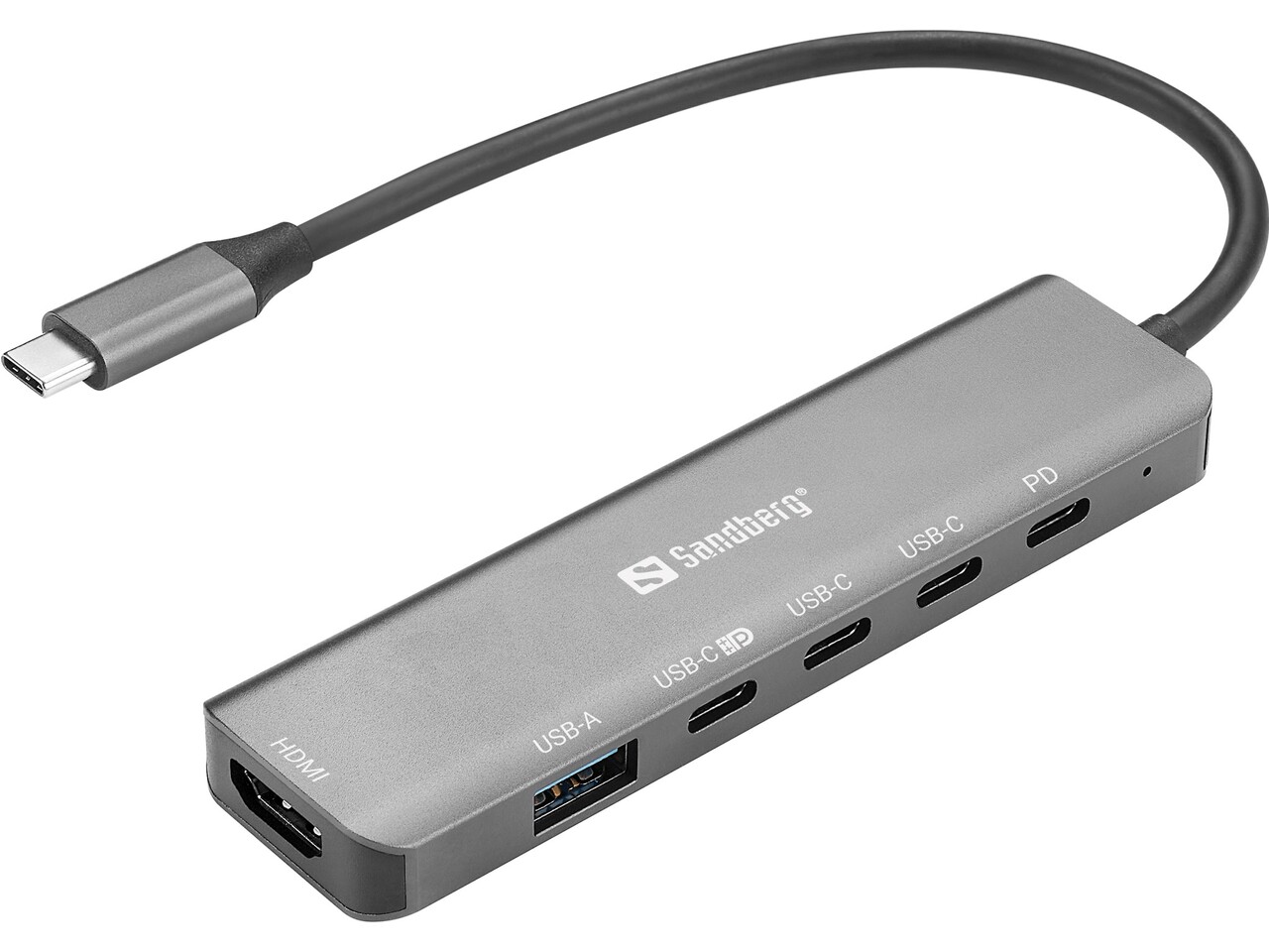 Adapter - Sandberg - USB-C / USB-A - 6-in-1 MediaDock - Sølv