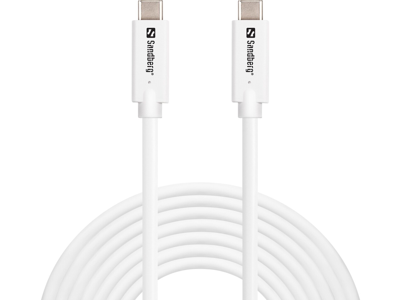 Lade kabel - Sandberg - USB-C to USB-C - USB 3.2 - Gen2 - 100W - 5m - Hvid