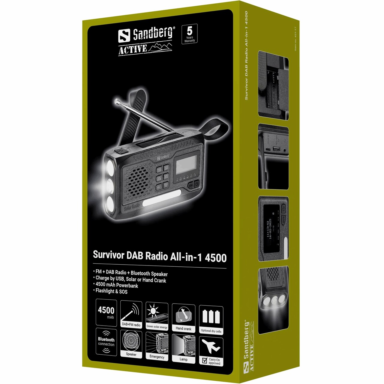 Radio, Sandberg Survivor DAB All-in-1 4500, sort