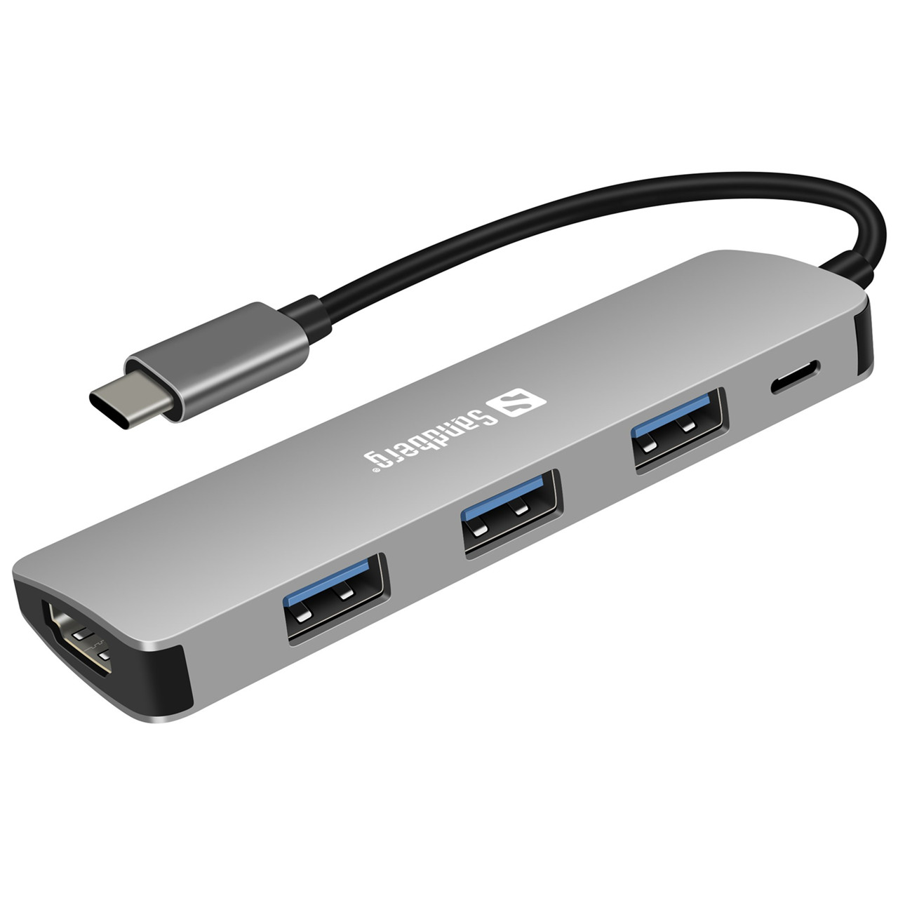 USB-C Dock Sandberg - HDMI+3xUSB+PD 100W - Alu