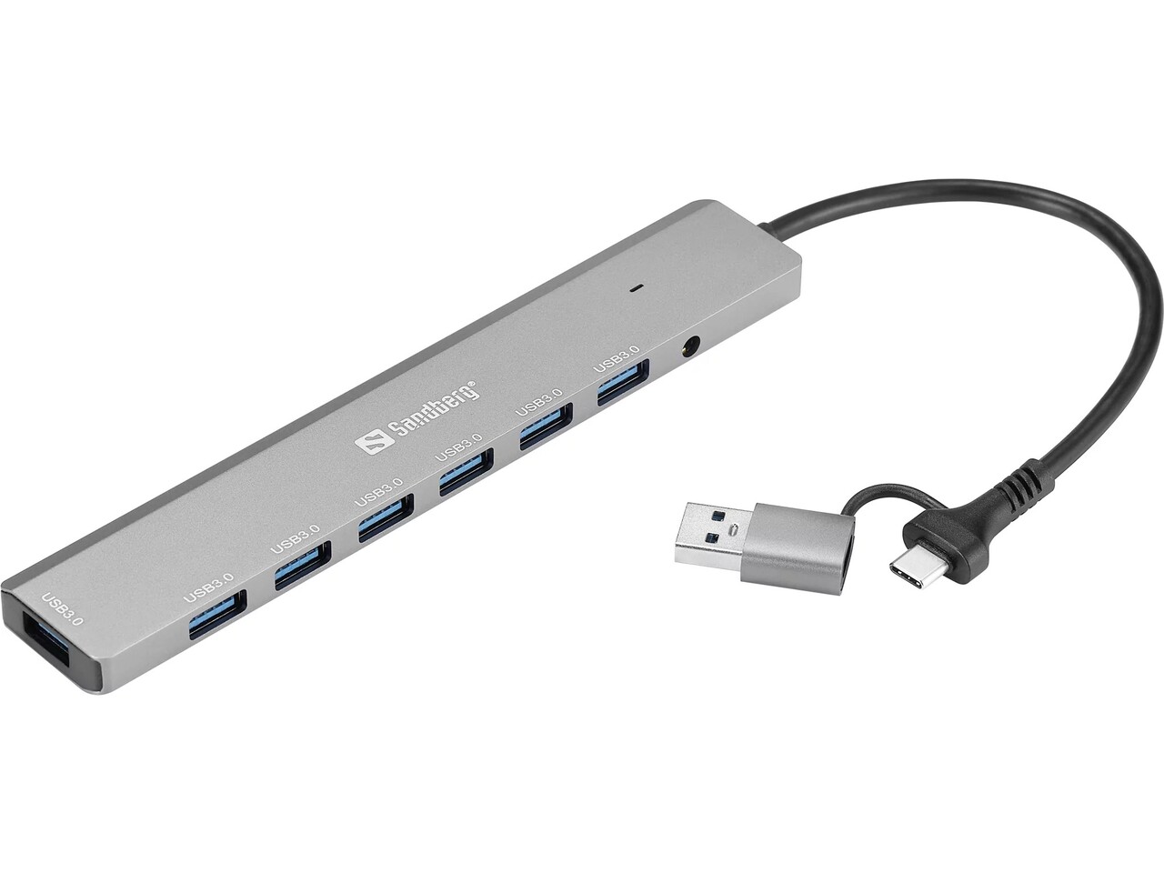 Hubs, Sandberg USB-C/A to 7 x USB 3.0 Hub, grå