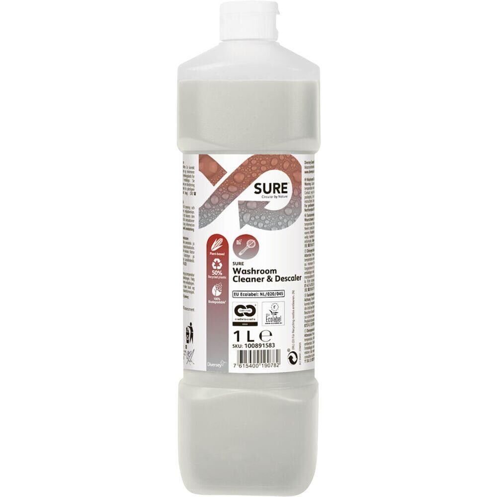 Sanitetsrengøring - Diversey SURE Washroom Cleaner og Descaler 1L - Plantebaseret - 6 stk