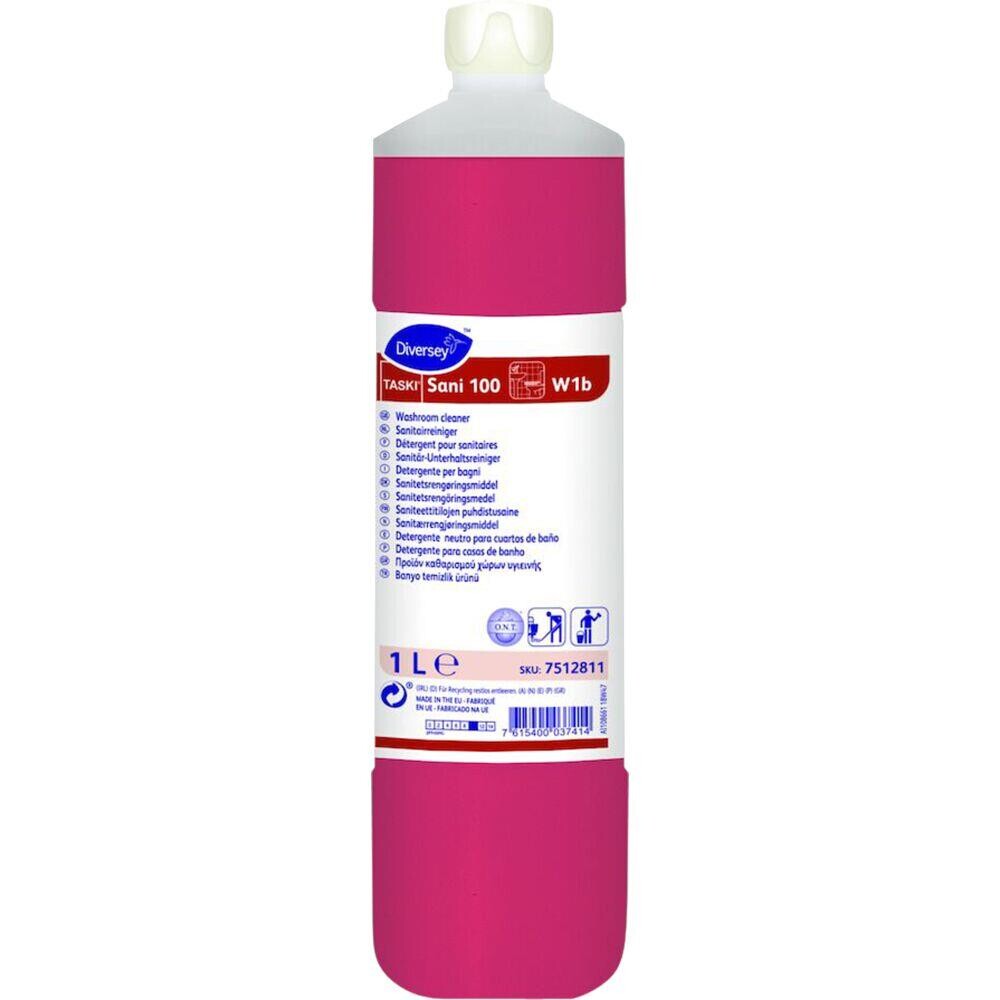 Sanitetsrengøring - Diversey TASKI Sani 100 W1b 1L - Alkalisk, med farve og parfume - 6 stk