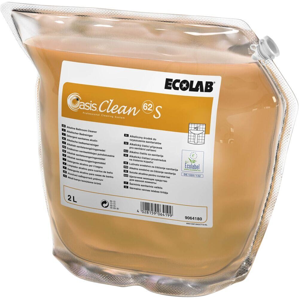 Sanitetsrengøring - Ecolab Oasis Clean 62 S 2L - Alkalisk, affedtende, med farve og parfume - 2 stk