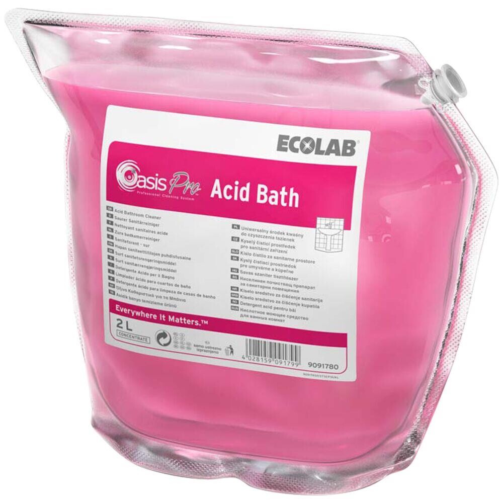 Sanitetsrengøring - Ecolab OasisPro Acid Bath 2L - Sur, kalkhæmmende, med farve og parfume