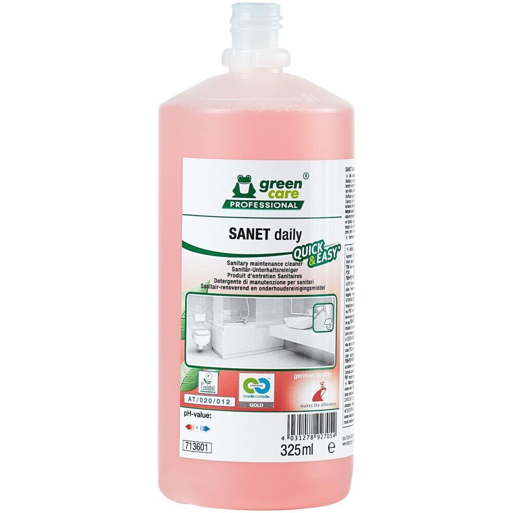 Sanitetsrengøring - Green Care SANET Daily - 325ml - Sur, kalkhæmmende, med farve og parfume - 6 stk