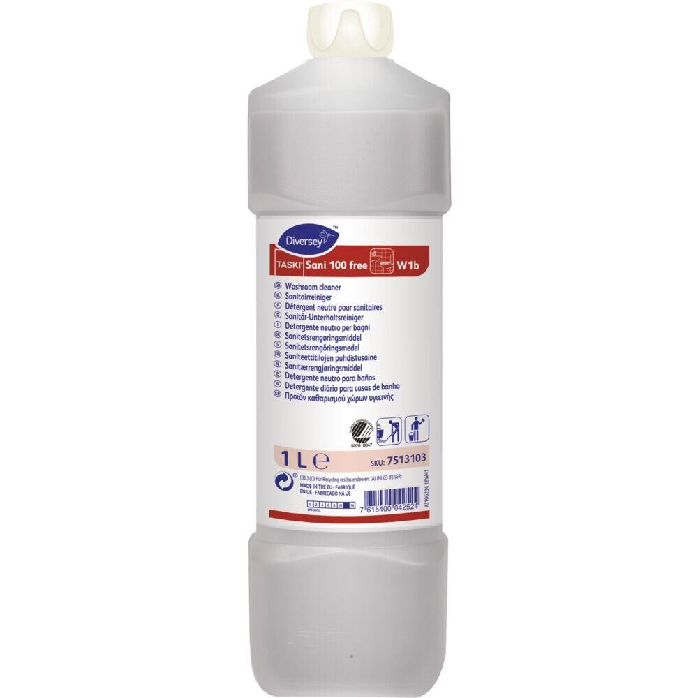 Sanitetsrengøring - Taski Sani 100 Free alkalisk - Uden farve og parfume - 1 l - 6 stk