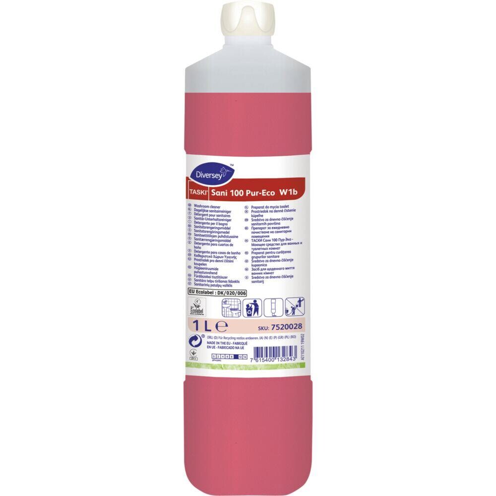 Sanitetsrengøring - Taski Sani 100 Pur-Eco - Med farve og parfume - 1 l - 6 stk