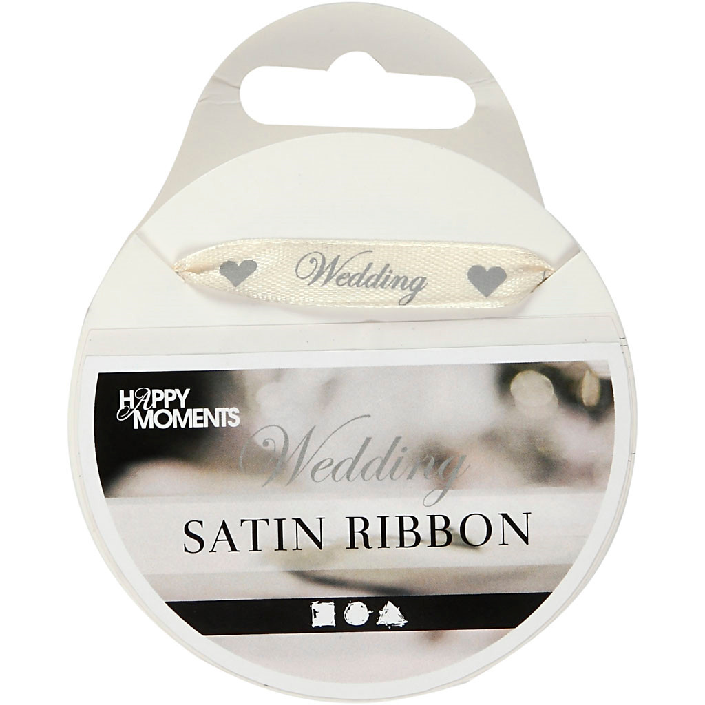 Satinbånd - Wedding 10 mm - Råhvid - 8 meter