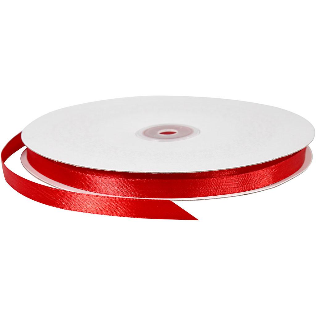 Satinbånd bredde 10 mm rød - 100 meter