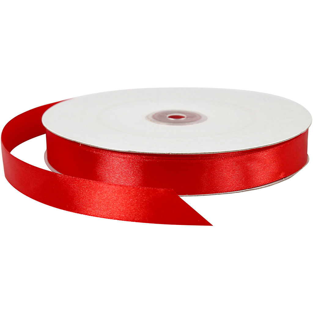 Rødt silkebånd bredde 20 mm - 100 meter