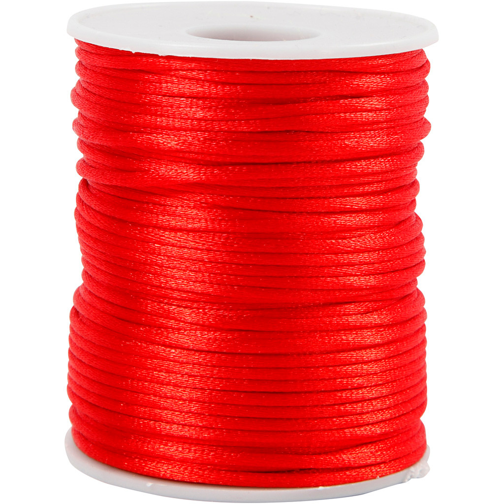 Satinsnor tykkelse 2 mm rød | 50 meter