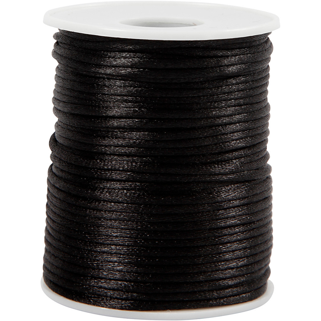Satinsnor - Sort - 2 mm - 50 meter