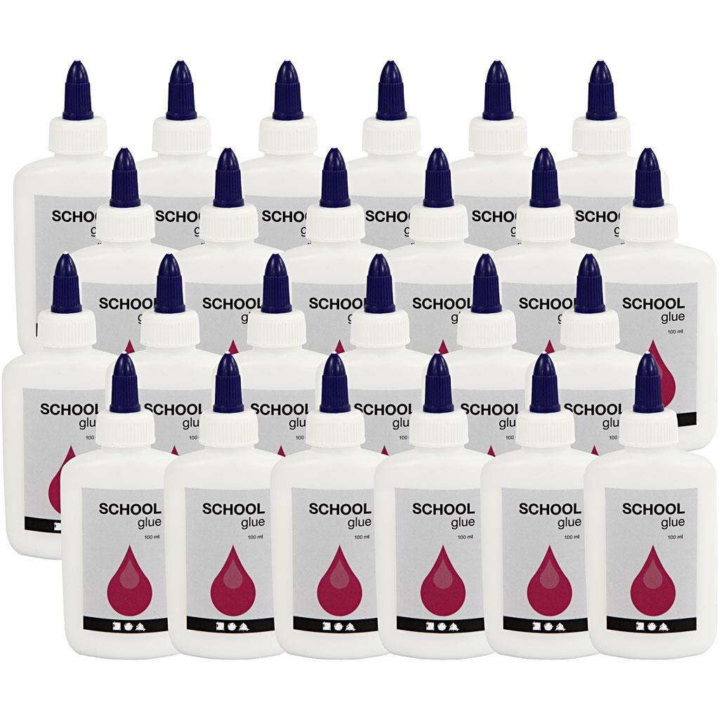 Skolelim - School Glue 100 ml - Vandbaseret lim - Hvid - 24 stk