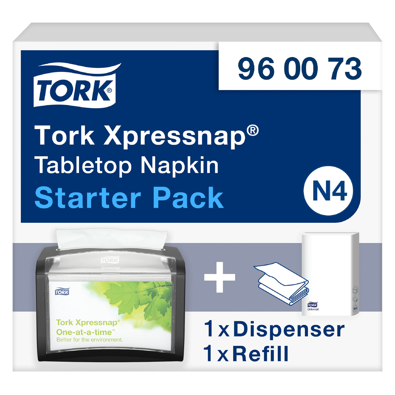 Servietholder Starterpack Tork Xpressnap 960073 N4 - Dispenser inkl. 250 servietter