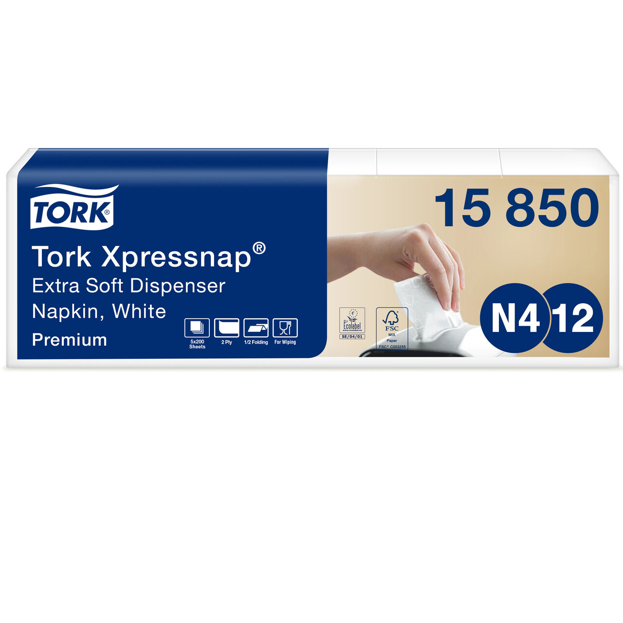 Serviet Tork Premium Interfold 2-lags 2-fold N4 - 8 x 1000 stk