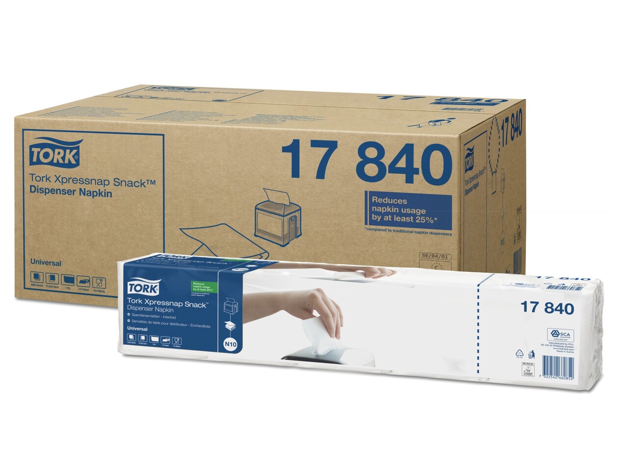 Servietter - Tork 17840 Xpressnap Snack N10 - Hvid - 1-lags - 9000 stk.