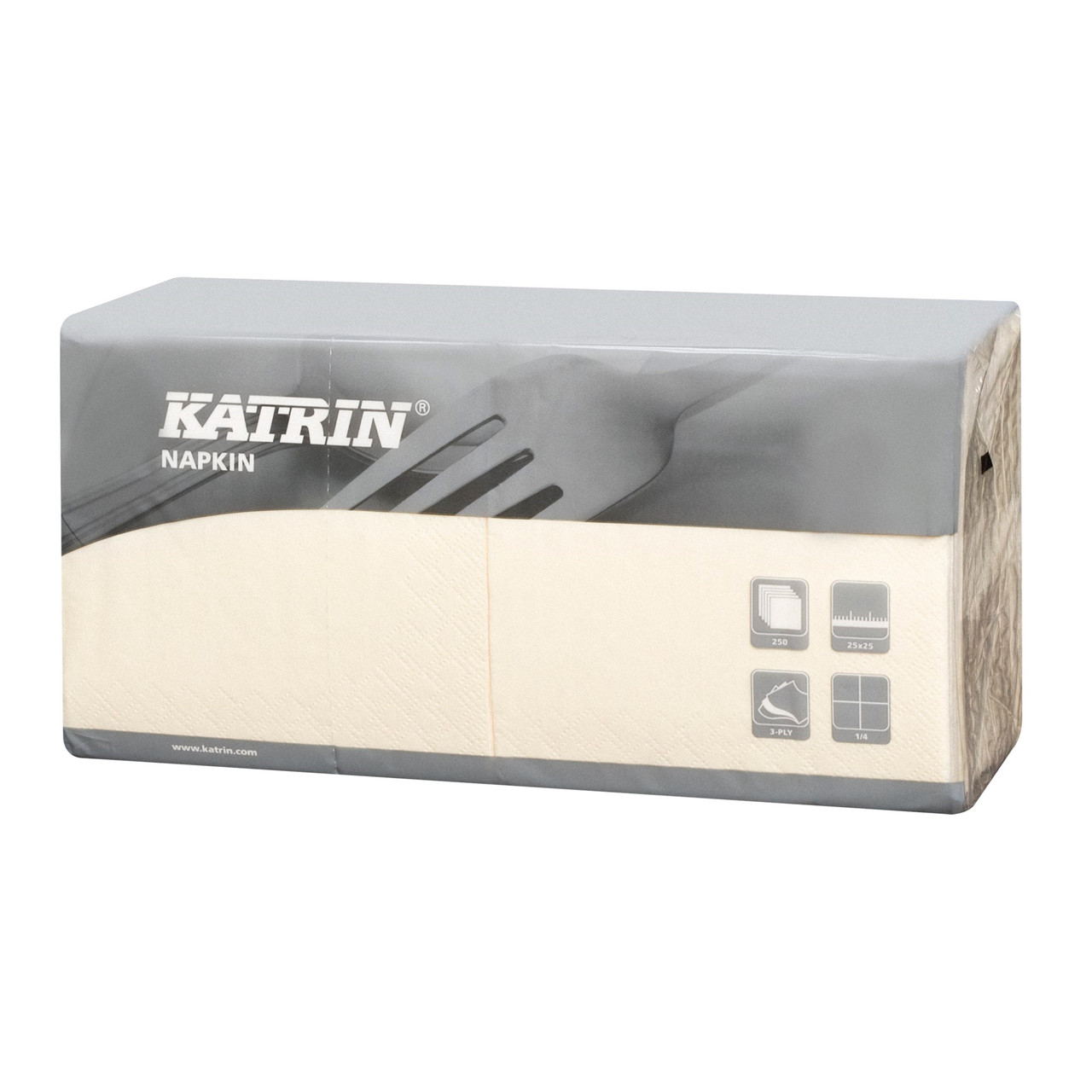 Servietter, Katrin 203828, 1/4 Fold - 3-lags - creme - 25 cm - 4 x 250 stk.
